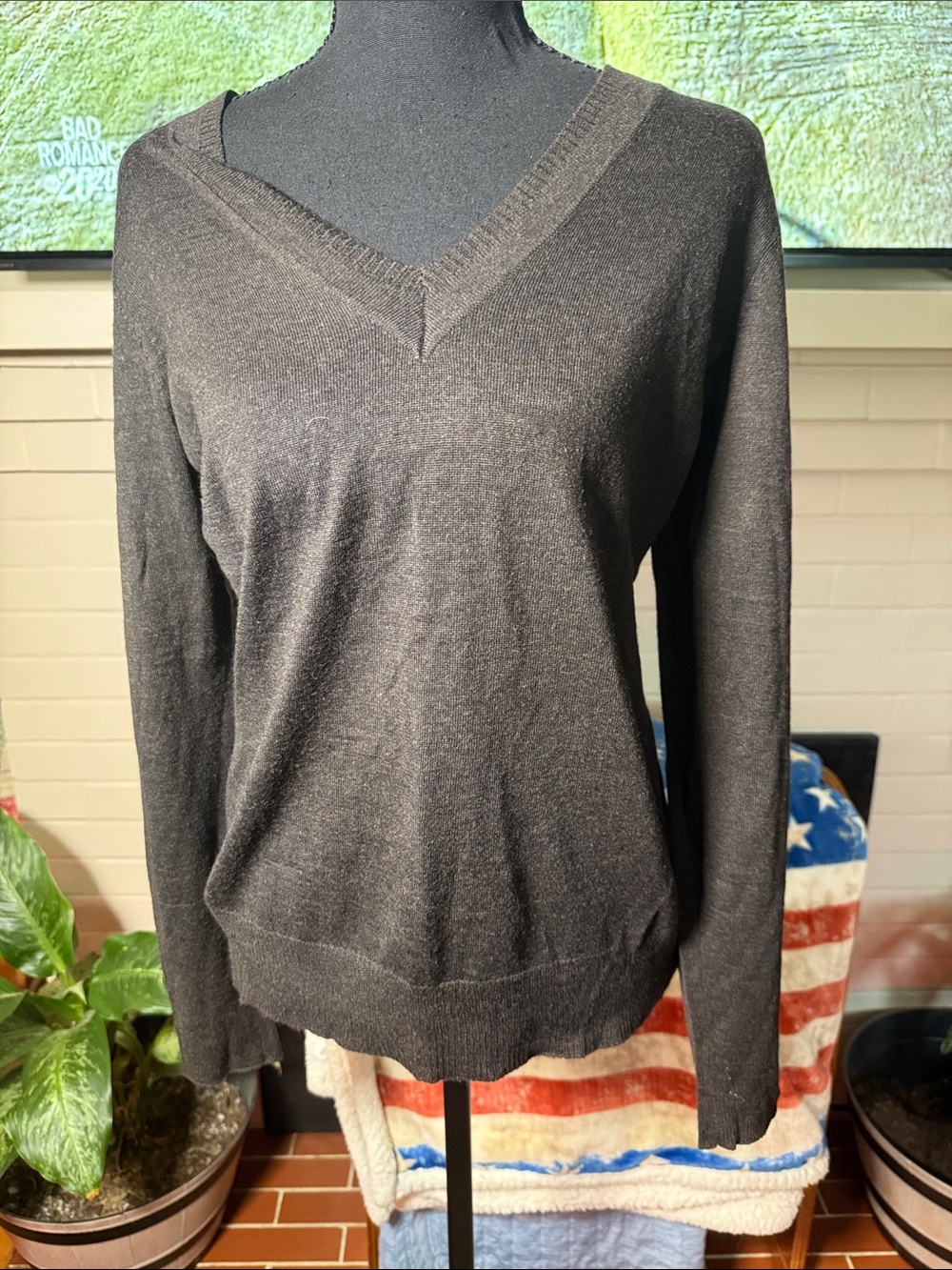 The Limited Charcoal Gray V-Neck Sweater
